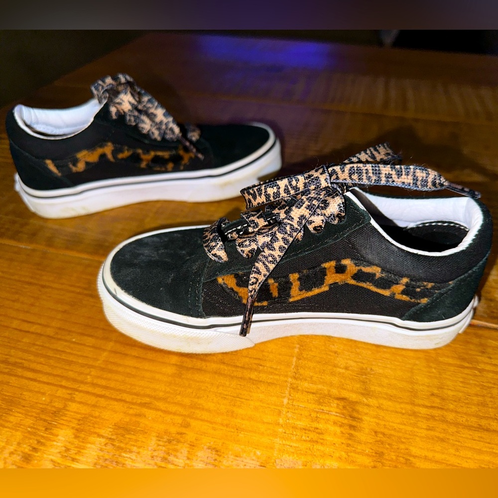 Vans Size 11 Toddler Black & Leopard